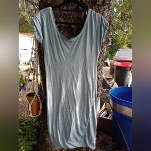 WHITE Brand Rusched Bubble-Like Hem Double Layer 100% Pima Cotton Mini Dress